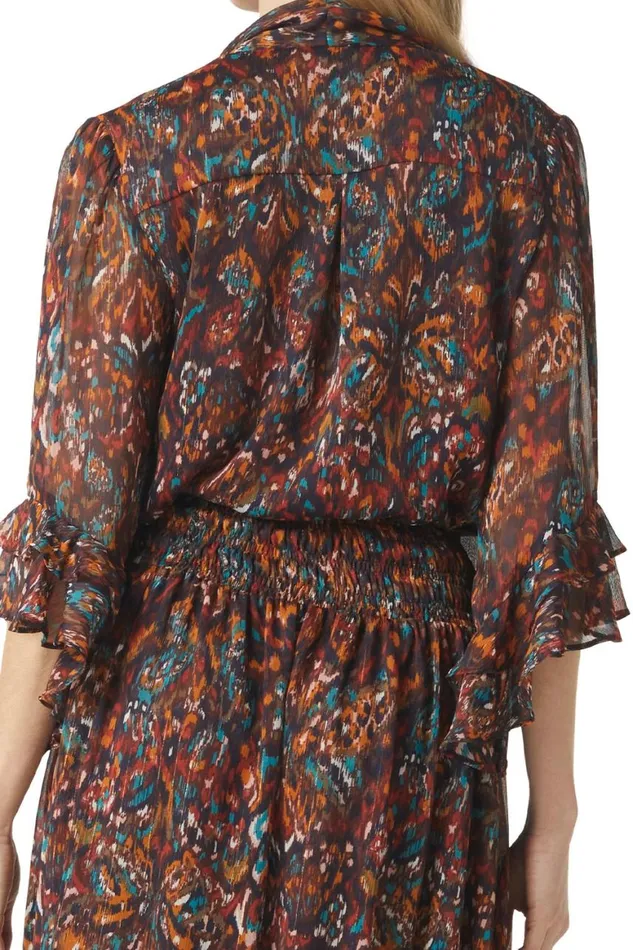 Women MISA Los Angeles Tops GIGI TOP Peacock Abstract