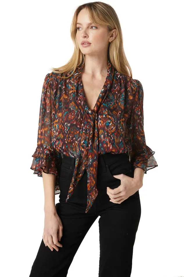 Women MISA Los Angeles Tops GIGI TOP Peacock Abstract