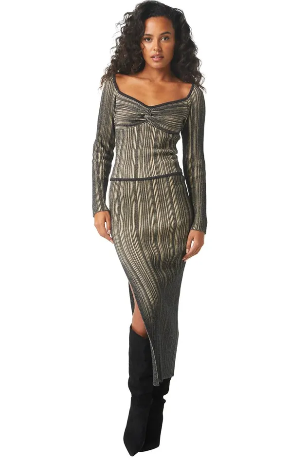 Women MISA Los Angeles Tops KAREN TOP Blackskinny Latte