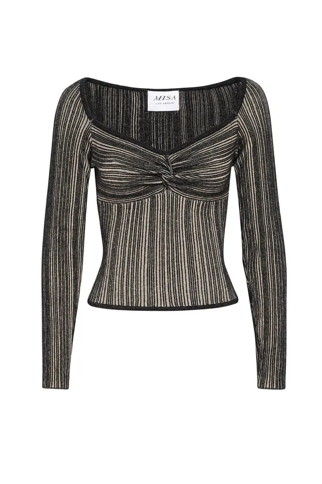 Women MISA Los Angeles Tops KAREN TOP Blackskinny Latte