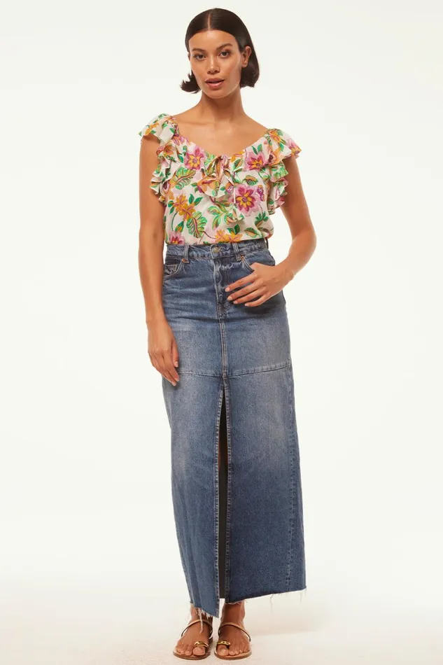 Women MISA Los Angeles Tops LUCA TOP Flora Exotica Chiffon