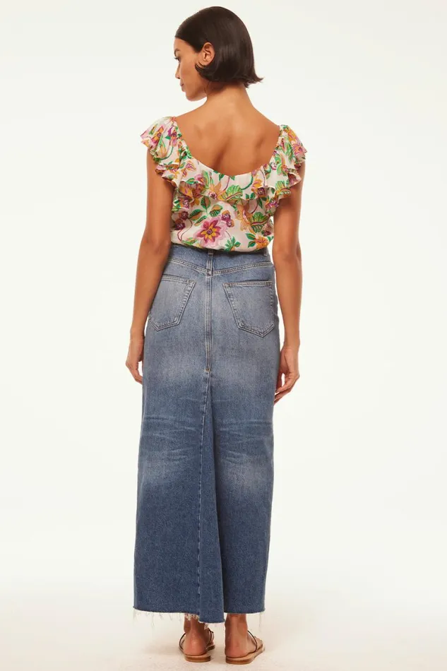 Women MISA Los Angeles Tops LUCA TOP Flora Exotica Chiffon