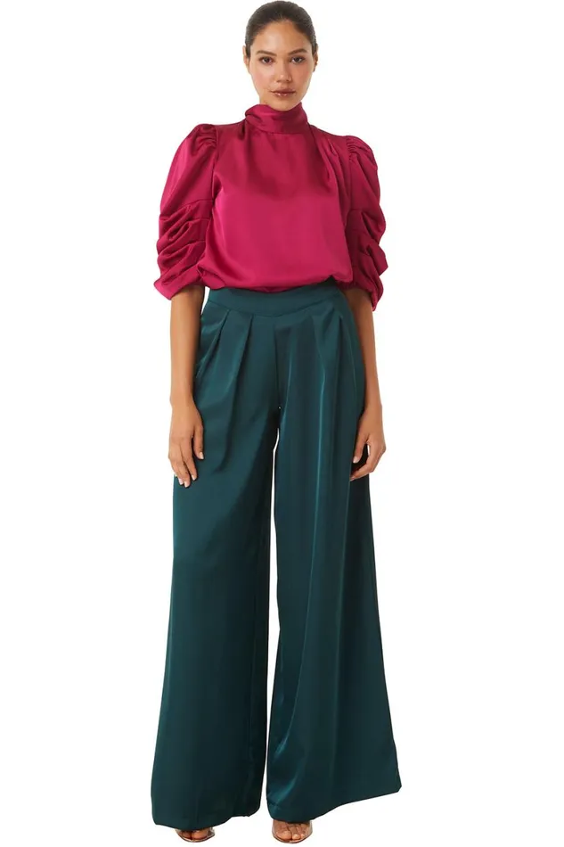 Women MISA Los Angeles Tops LUELLA TOP Black Satin