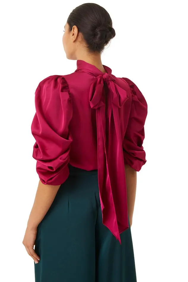 Women MISA Los Angeles Tops LUELLA TOP Black Satin