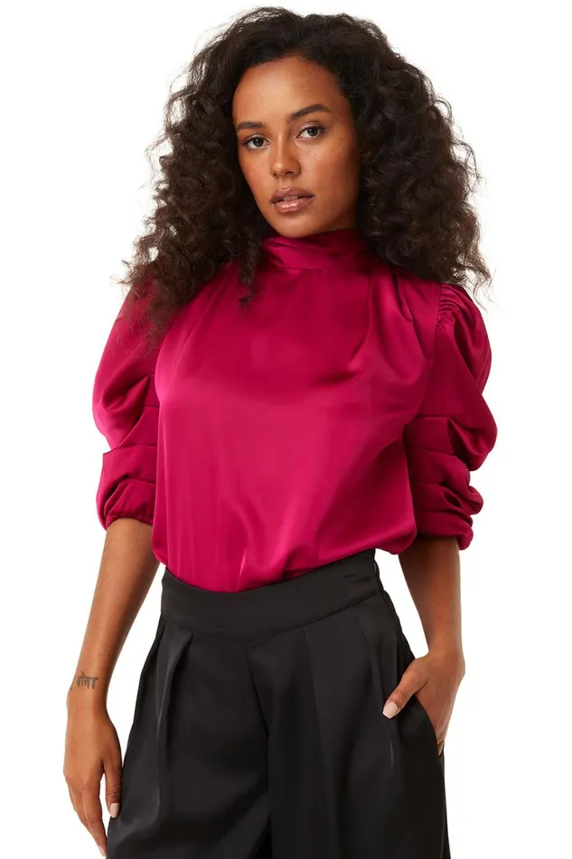 Women MISA Los Angeles Tops LUELLA TOP Black Satin