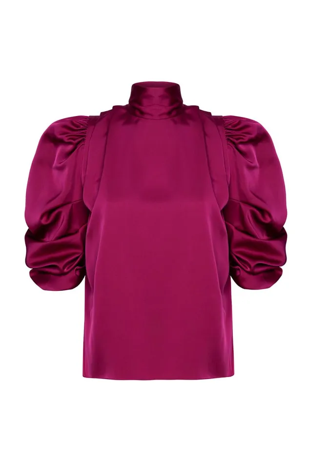 Women MISA Los Angeles Tops LUELLA TOP Black Satin