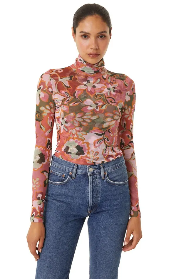 Women MISA Los Angeles Tops NADJA TOP Resort Batik Mesh