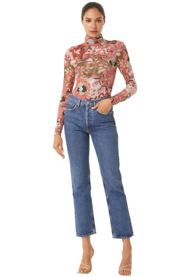Women MISA Los Angeles Tops NADJA TOP Resort Batik Mesh