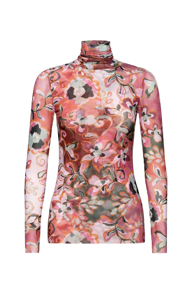 Women MISA Los Angeles Tops NADJA TOP Resort Batik Mesh