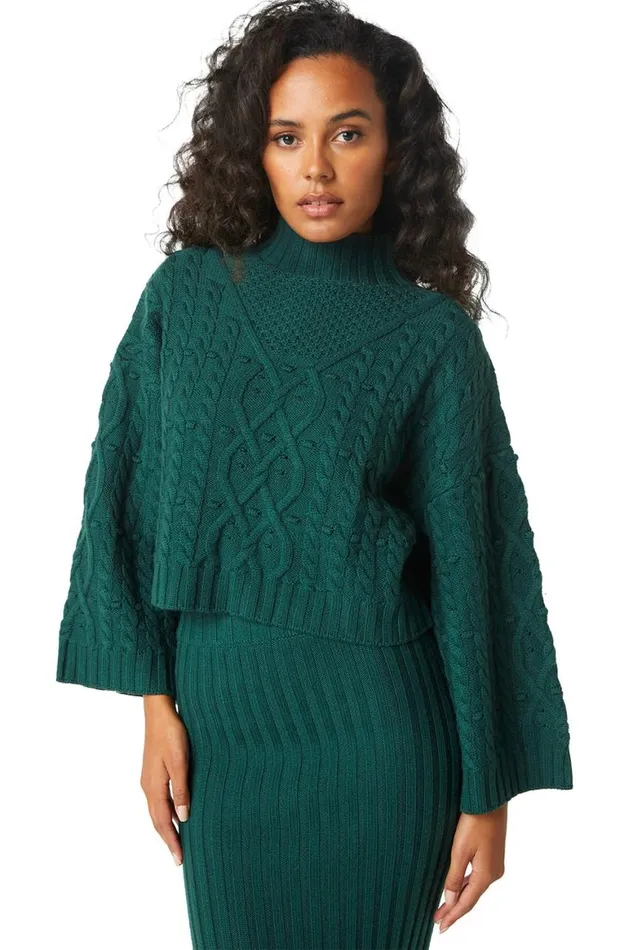 Women MISA Los Angeles Tops OONA SWEATER Hunter Green