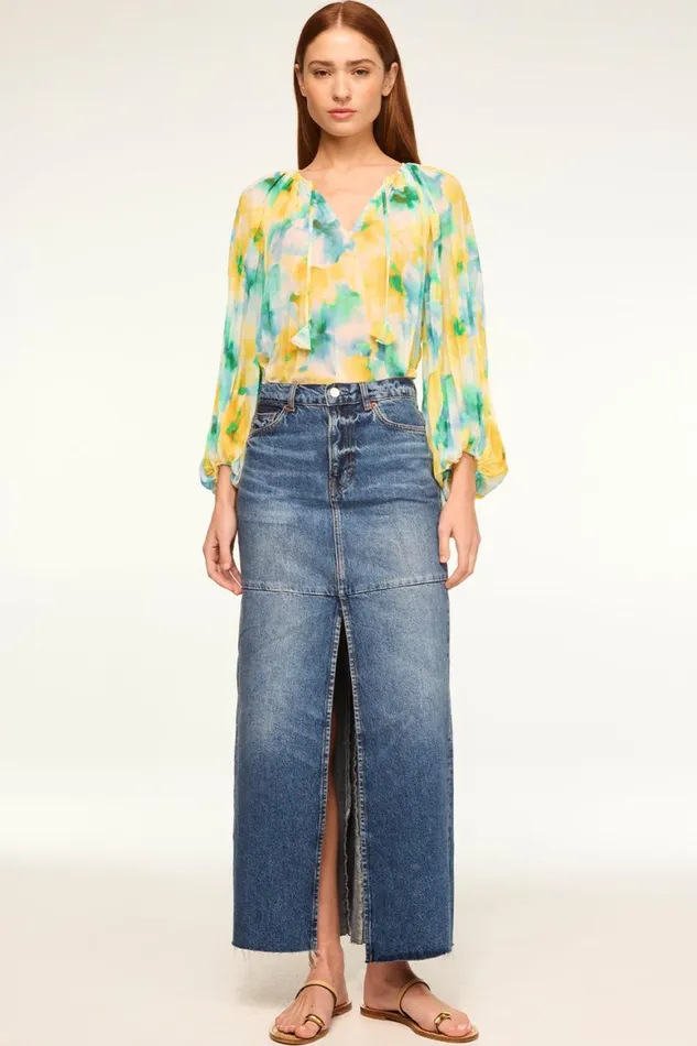 Women MISA Los Angeles Tops RINA TOP Citron Watercolor