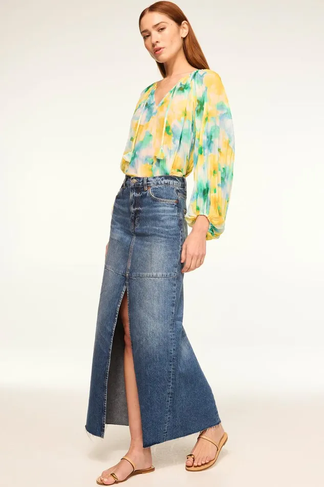 Women MISA Los Angeles Tops RINA TOP Citron Watercolor