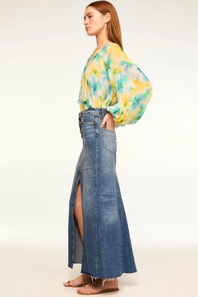 Women MISA Los Angeles Tops RINA TOP Citron Watercolor