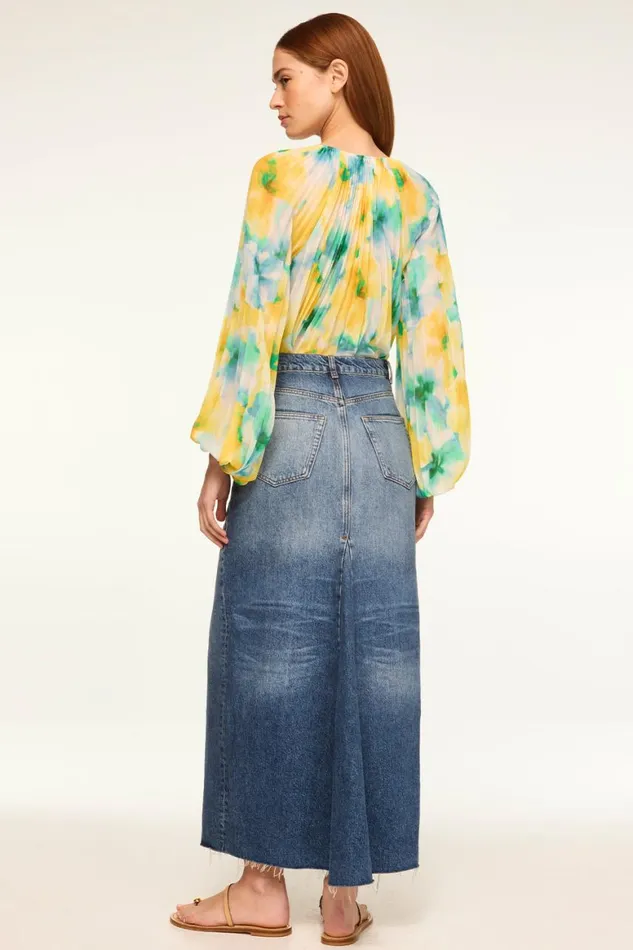 Women MISA Los Angeles Tops RINA TOP Citron Watercolor