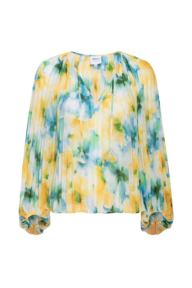 Women MISA Los Angeles Tops RINA TOP Citron Watercolor