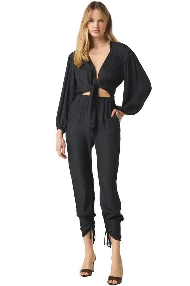 Women MISA Los Angeles Tops SYLVIA TOP Black Dot Jacquard