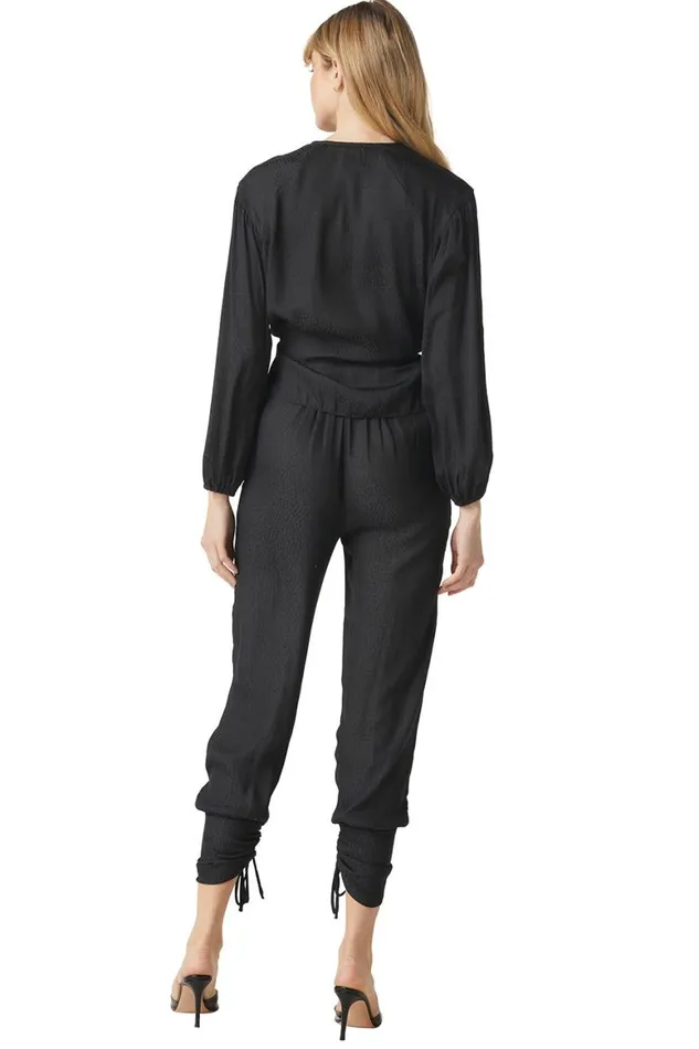 Women MISA Los Angeles Tops SYLVIA TOP Black Dot Jacquard
