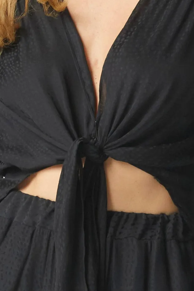 Women MISA Los Angeles Tops SYLVIA TOP Black Dot Jacquard