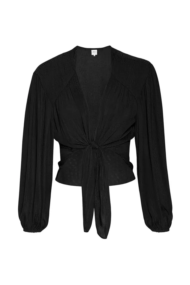 Women MISA Los Angeles Tops SYLVIA TOP Black Dot Jacquard