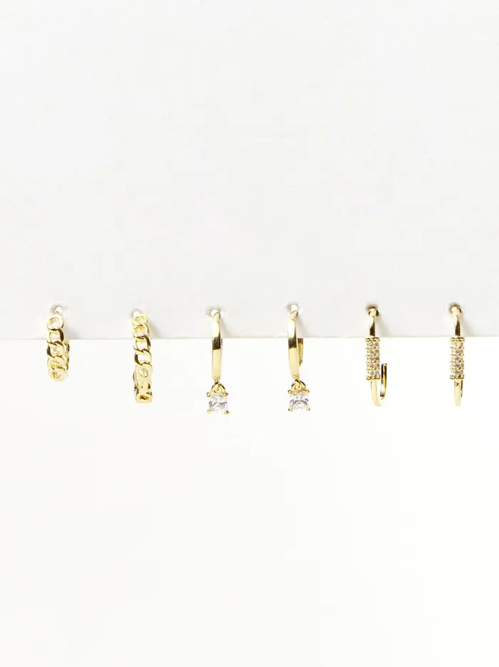 Women Mixed Chain Hoop Set Gold Altar039d State Jewelry
