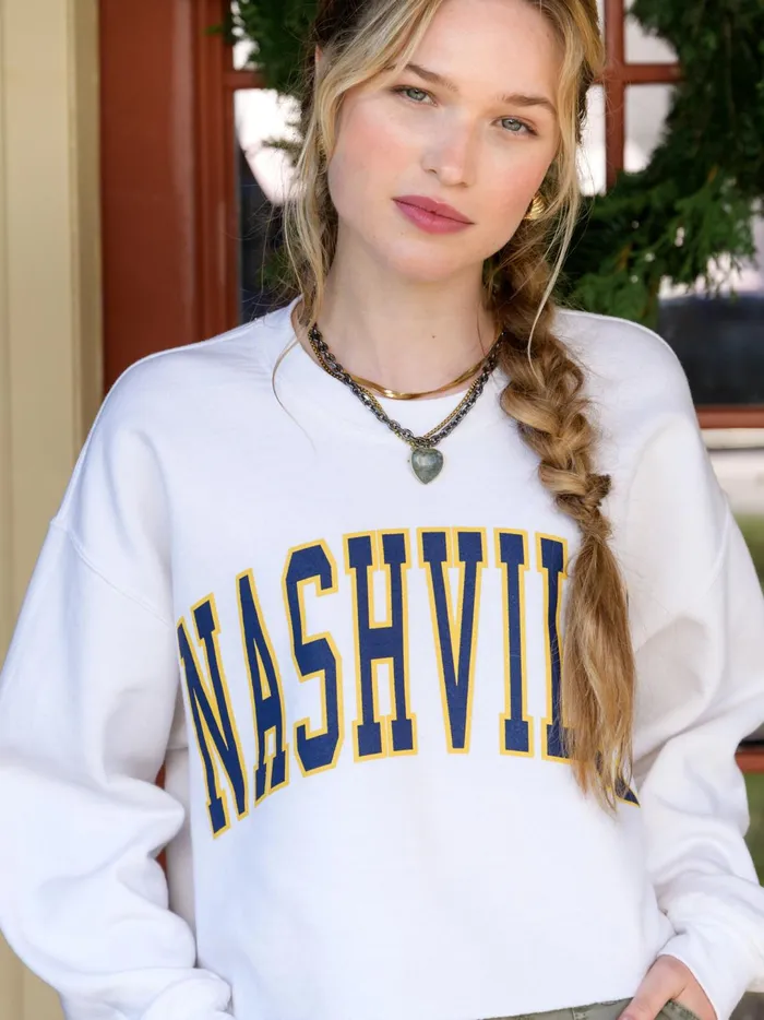 Women Nashville Cropped Fleece Sweatshirt Antiquewhite Altar039d State Graphics