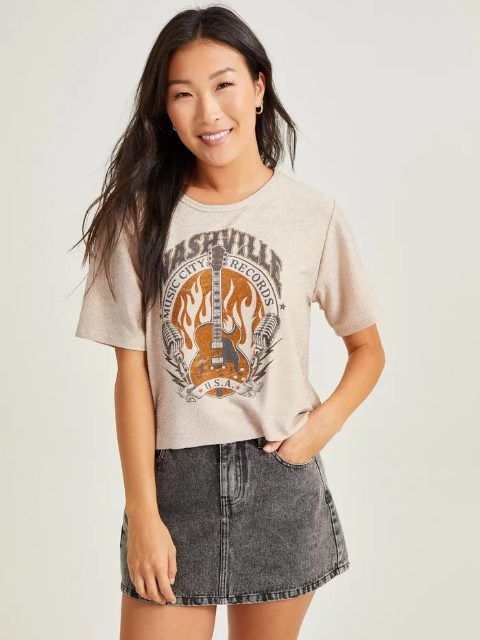 Women Nashville Metallic Tee Champagne Altar039d State Graphics