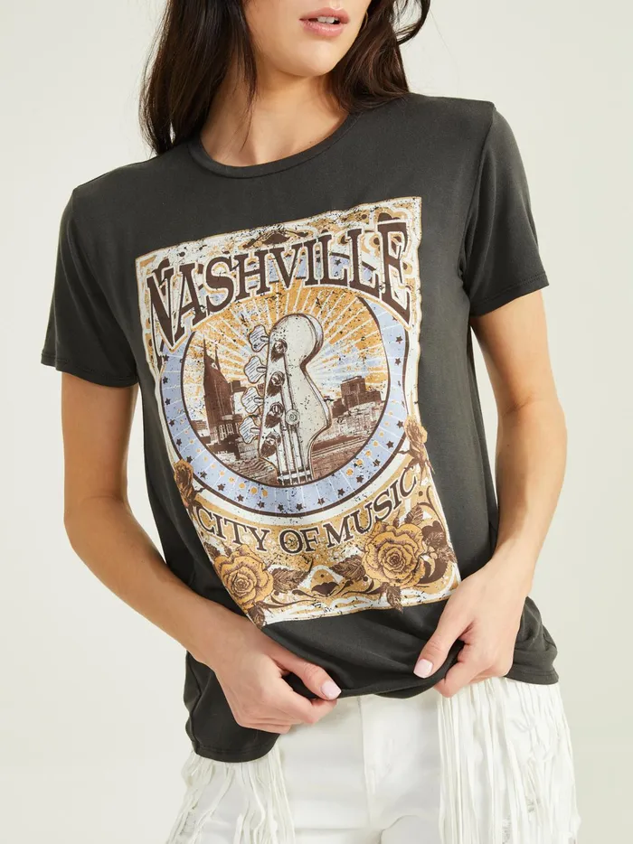 Women Nashville Music City Boyfriend Tee Washedblack Altar039d State Graphics