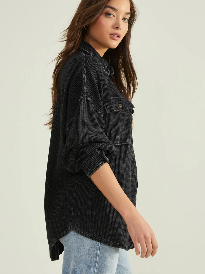 Women Neva Thermal Button Down Top Black Altar039d State Blouses