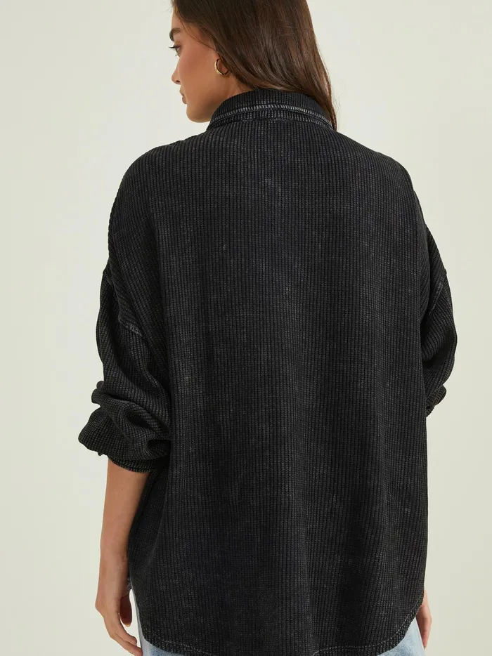 Women Neva Thermal Button Down Top Black Altar039d State Blouses