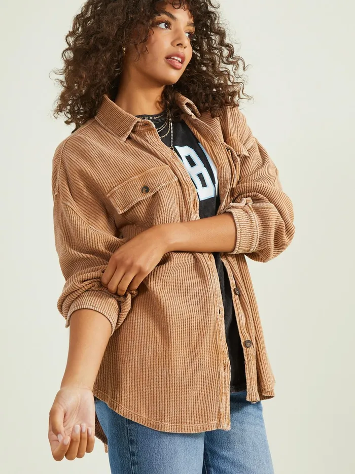 Women Neva Thermal Button Down Top Brown Altar039d State Blouses