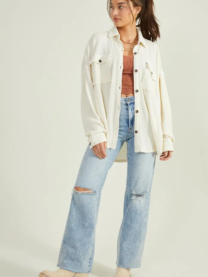 Women Neva Thermal Button Down Top Cream Altar039d State Blouses