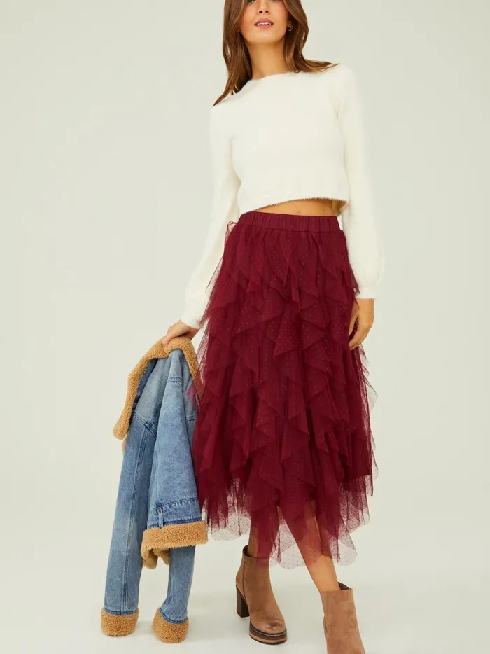 Women Nia Tulle Waterfall Skirt Winetasting Altar039d State Skirts Skorts