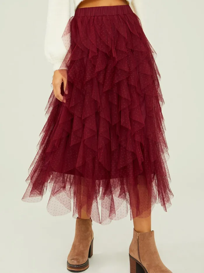 Women Nia Tulle Waterfall Skirt Winetasting Altar039d State Skirts Skorts