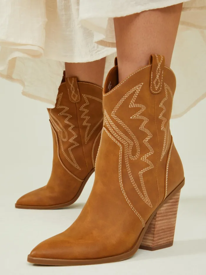 Women Nikki Stitched Western Boots Tan Altar039d State Boots Booties
