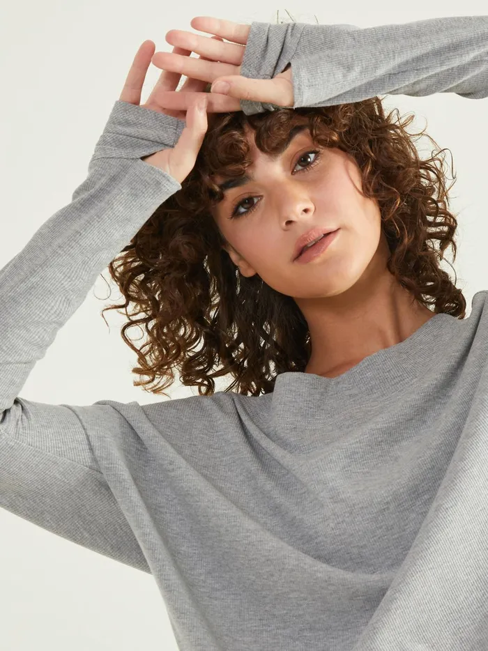 Women No Sweat Ribbed Top Heathergrey Altar039d State Activewear