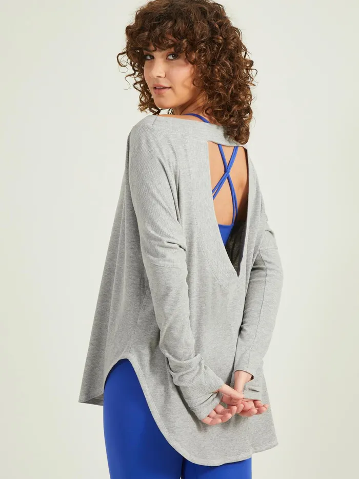 Women No Sweat Ribbed Top Heathergrey Altar039d State Activewear