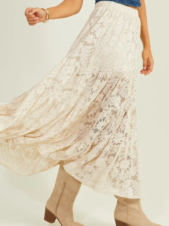 Women Noah Lace Tiered Maxi Skirt Stone Altar039d State Skirts Skorts