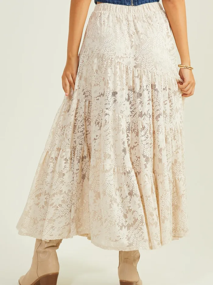 Women Noah Lace Tiered Maxi Skirt Stone Altar039d State Skirts Skorts