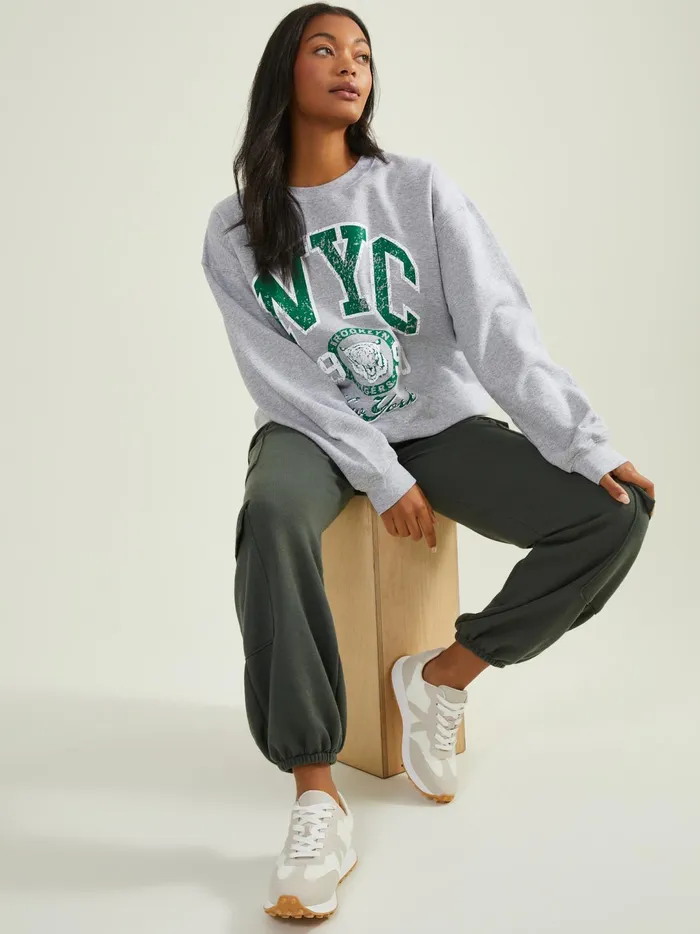 Women Nyc 1990 Graphic Sweatshirt Heathergray Altar039d State Activewear