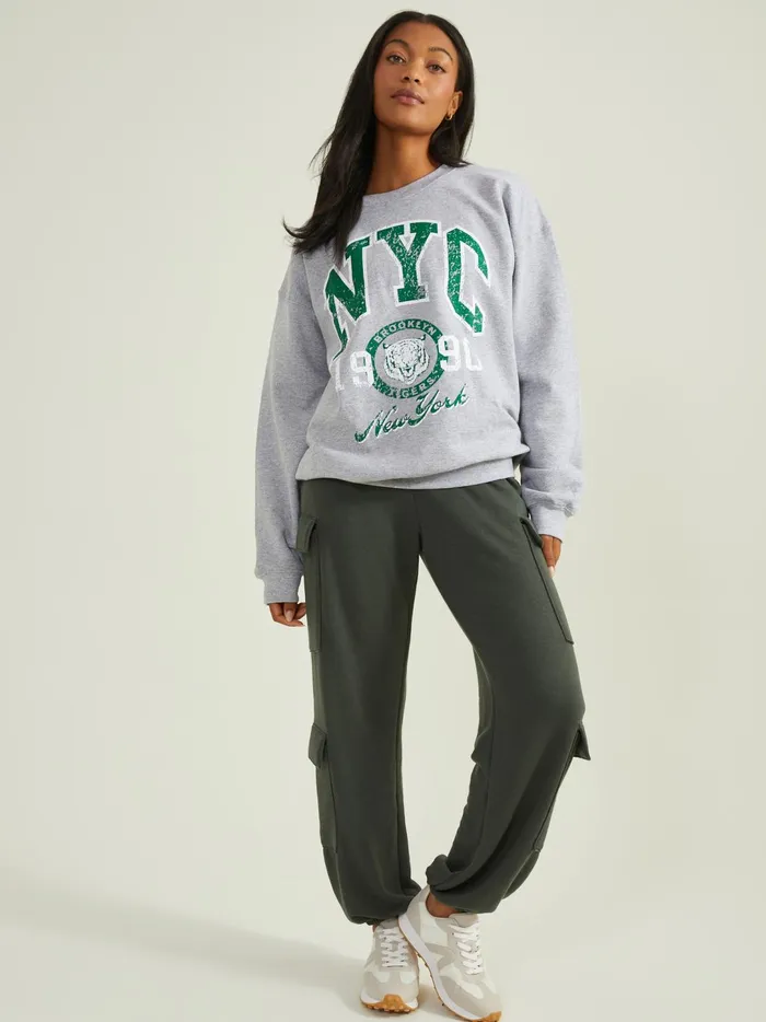 Women Nyc 1990 Graphic Sweatshirt Heathergray Altar039d State Activewear