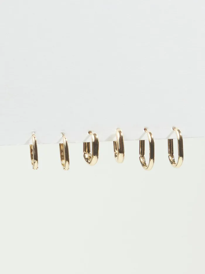 Women Oval Huggie Earring Set Gold Altar039d State Jewelry