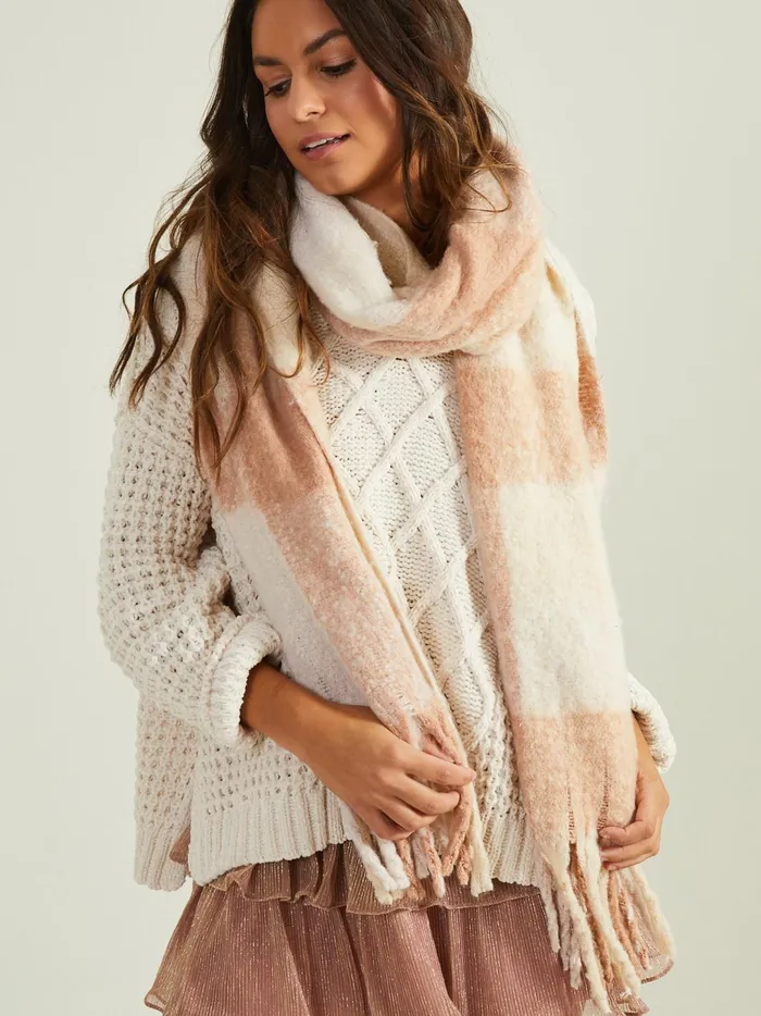 Women Oversized Plaid Scarf Blush Altar039d State Bandanas Scarves