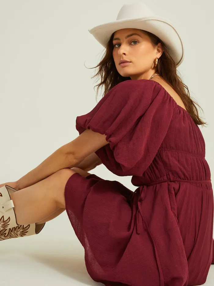 Women Parker Puff Sleeve Dress Burgundy Altar039d State Casual