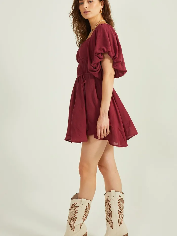 Women Parker Puff Sleeve Dress Burgundy Altar039d State Casual