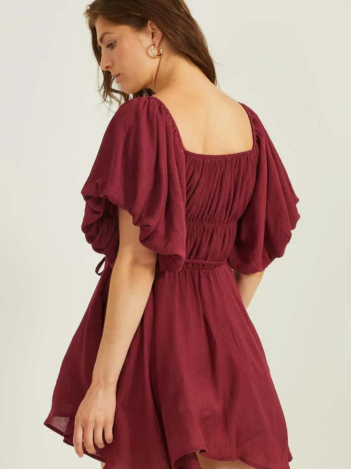 Women Parker Puff Sleeve Dress Burgundy Altar039d State Casual