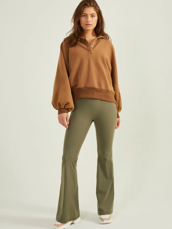 Women Peak Balloon Sleeve Pullover Brown Altar039d State Activewear