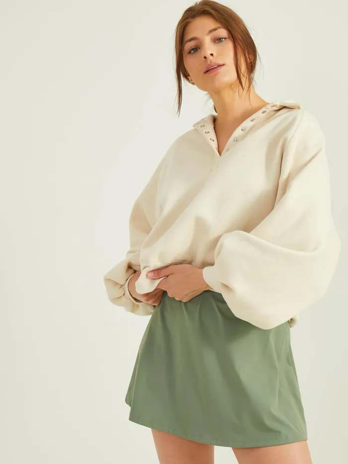 Women Peak Balloon Sleeve Pullover Cream Altar039d State Activewear