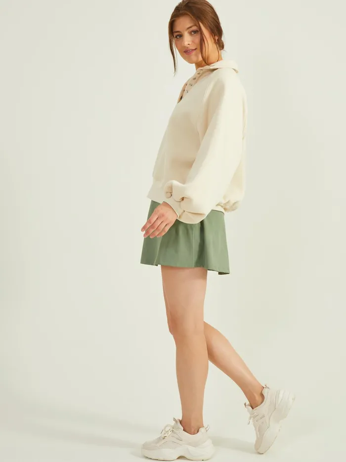 Women Peak Balloon Sleeve Pullover Cream Altar039d State Activewear
