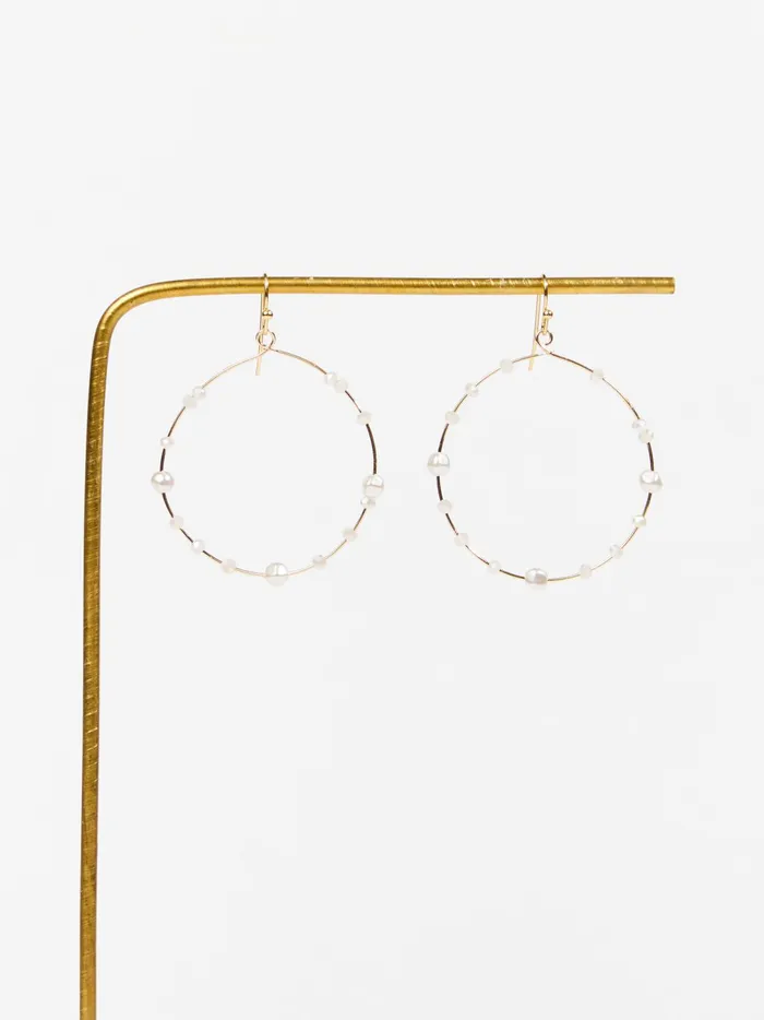Women Pearl Glass Bead Hoops Gold Altar039d State Jewelry