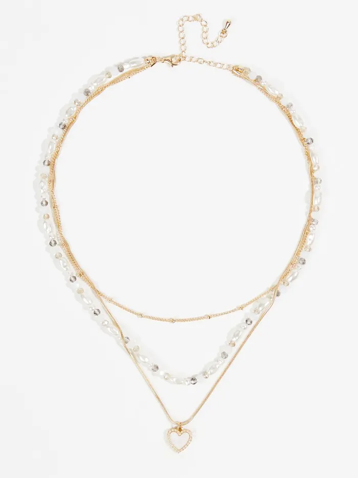 Women Pearl Glass Bead Layered Necklace Ivory Altar039d State Jewelry